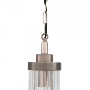 Louise Vintage Rippled Glass and Brass Bathroom Pendant IP44